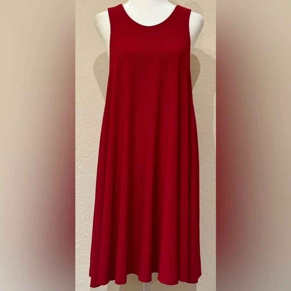 Norma Kamali Women’s Racerback Red Swing Dress Size L - Picture 1 of 8